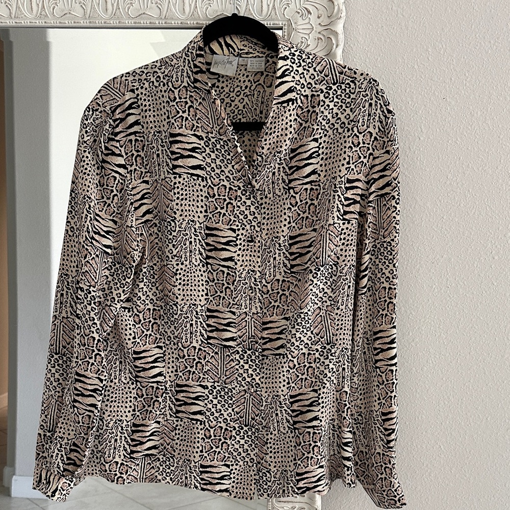 Jacqueline Ferrar Vintage Silk Animal Print Blouse